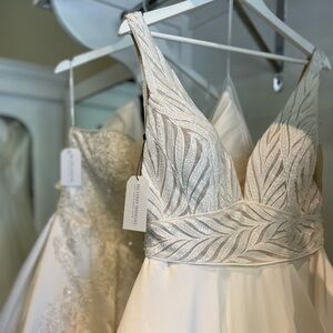 Dramatic beaded lace accented ballgown with mikado skirt Madison James MJ963